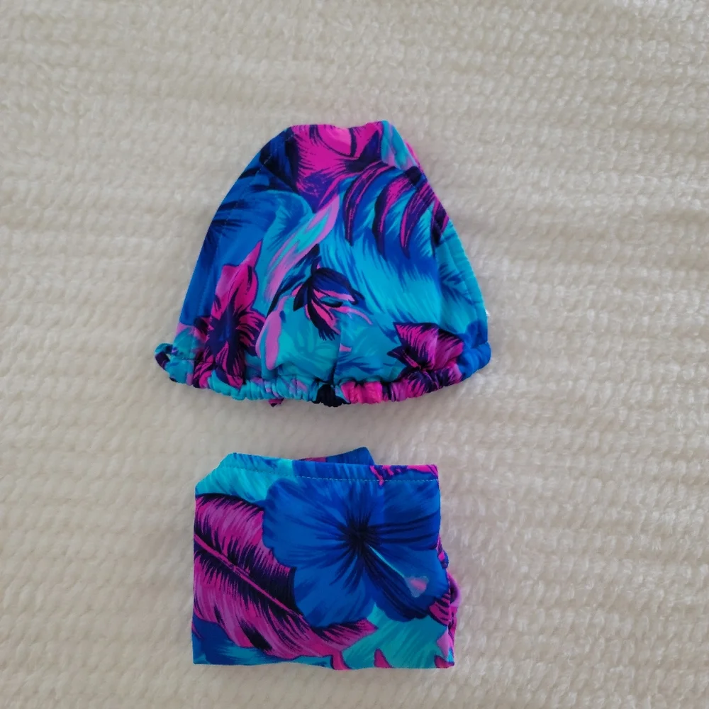 VENUS Blue & Pink Tropical Print Triangle Bikini